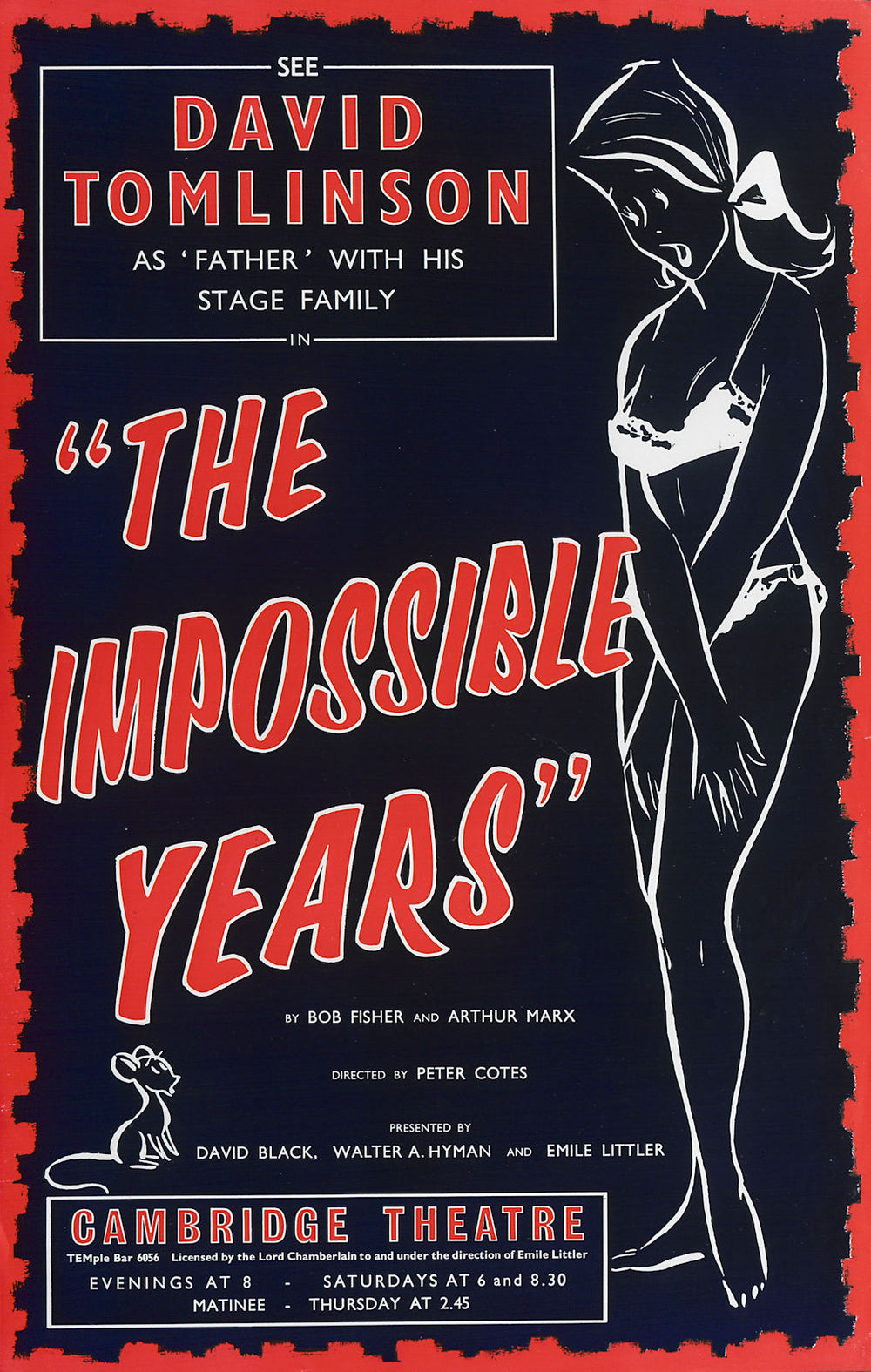 Cambridge Theatre. The Impossible Years. Bob Fisher. Marx. David Tomlinson 1966