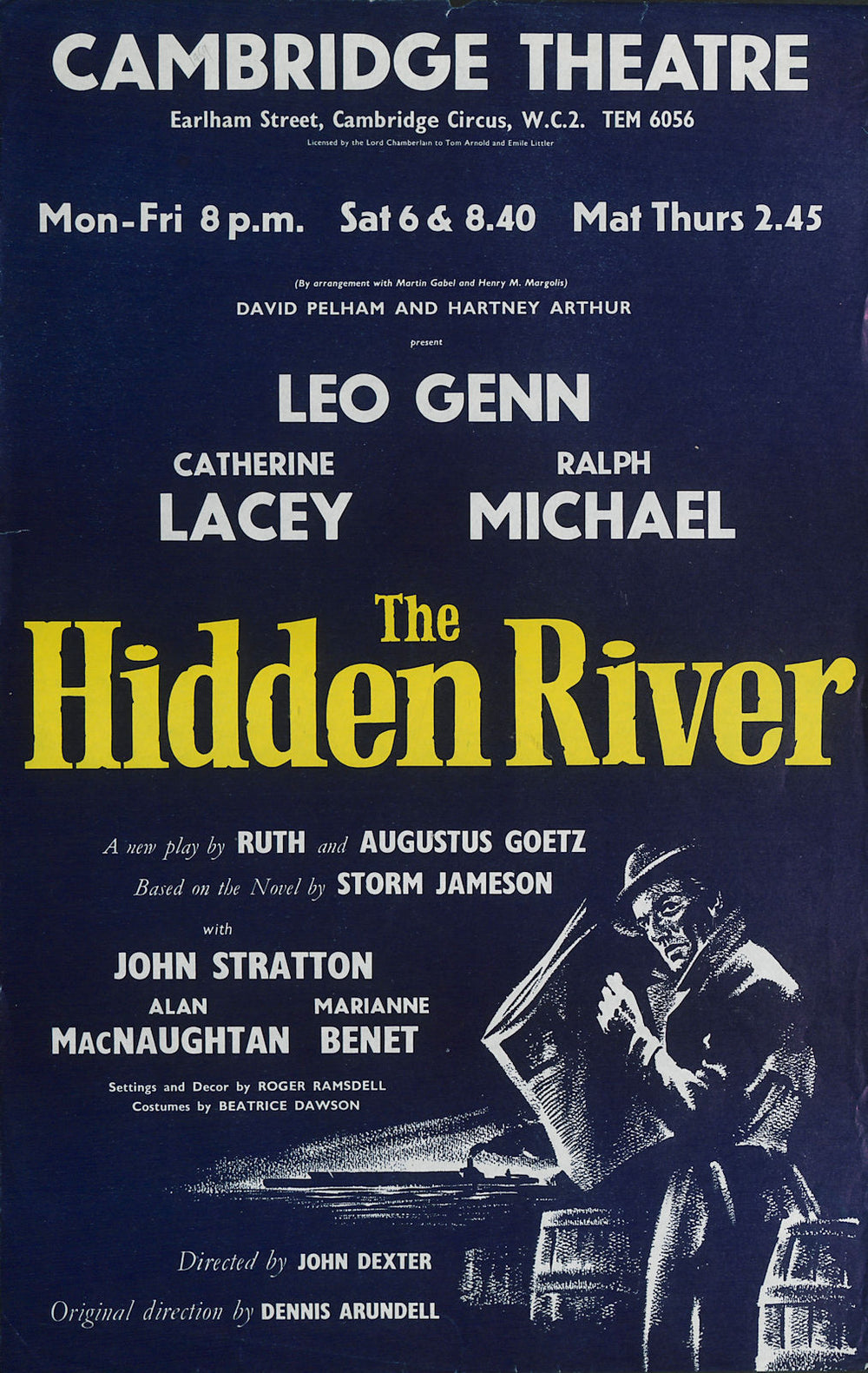 Cambridge Theatre. The Hidden River. Goetz. Jameson. Leo Genn Ralph Michael 1959