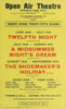 Regent's Park Open Air Theatre. Twelfth Night. A Midsummer Night's Dream 1958