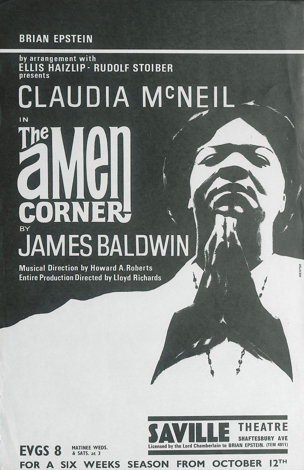 Saville Theatre. Amen Corner. Brian Epstein. James Baldwin. Claudia McNeil 1965