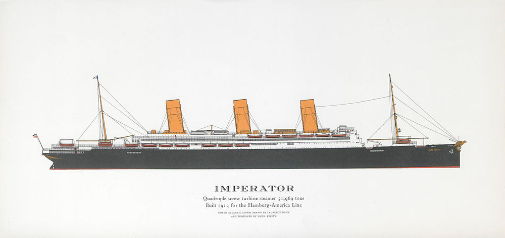 Imperator ocean liner 1913. Hamburg-America Line / HAPAG. Later Berengaria 1961
