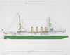 H.M.S. Carnarvon, Armoured Cruiser, 1904. Royal Navy warship. HOLBROOK 1971