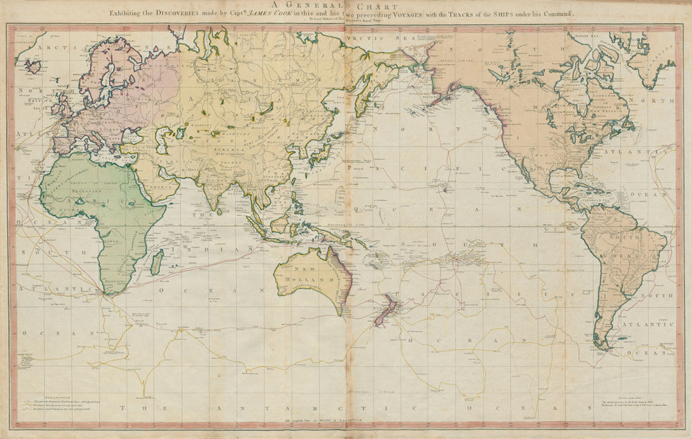 A General chart exhibiting the discoveries of Captn Cook ROBERTS/FADEN c1794 map