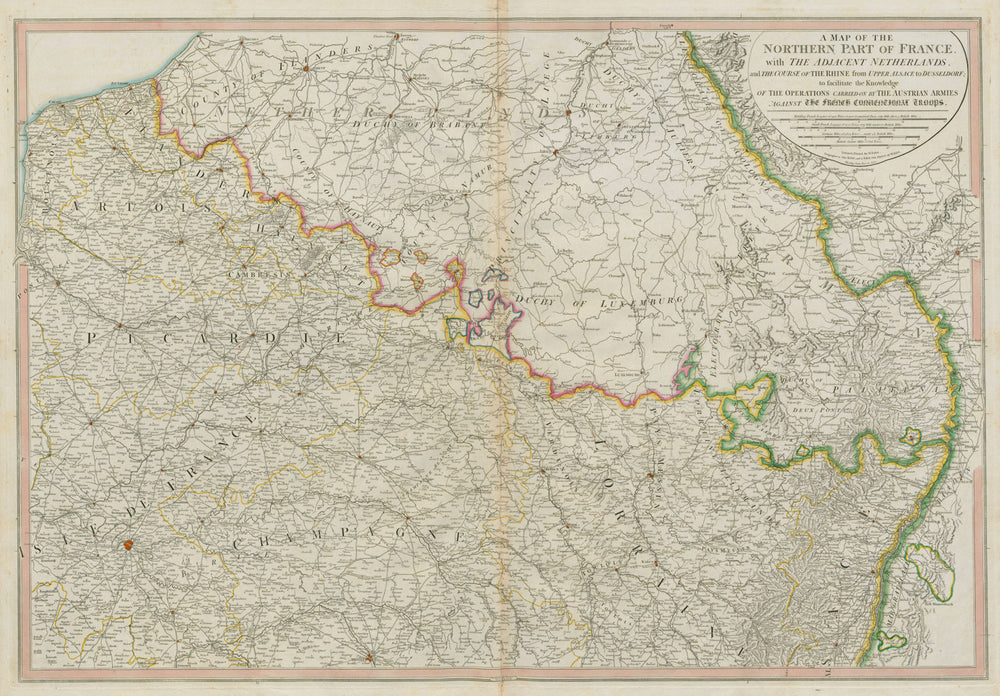 Northern France with the adjacent Netherlands… Duchy of Bouillon. FADEN 1795 map