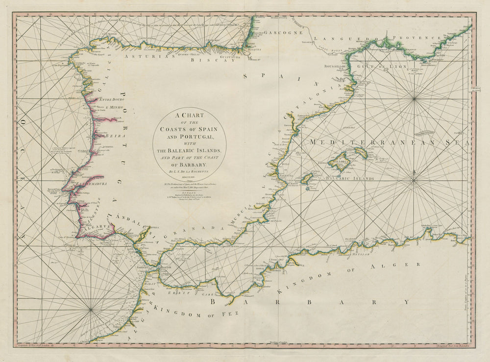 The coasts of Spain & Portugal with the Balearic Islands… FADEN. Iberia 1780 map