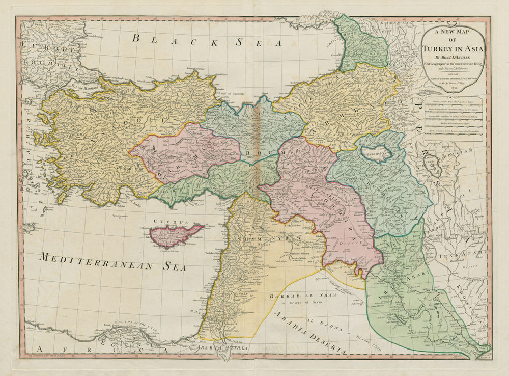 A new map of Turkey in Asia. Levant Iraq. D'ANVILLE / LAURIE & WHITTLE 1794