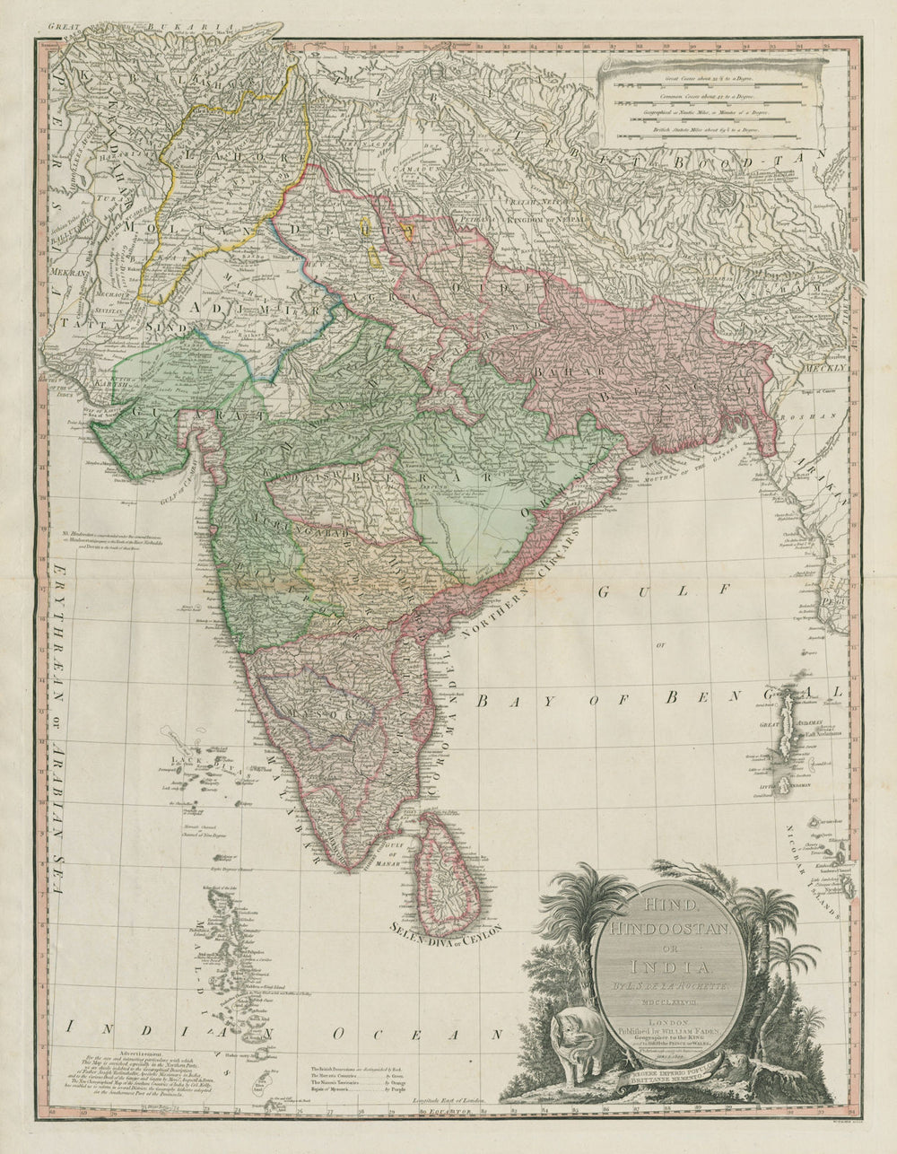 Hind, Hindoostan or India. Marratta Nizam Mysore British. DELAROCHETTE 1800 map