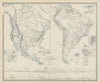 Physical Features of North & South America. Mountains rivers sections 1856 map