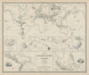 The Phenomena of Volcanic Action. World volcano & earthquake regions 1856 map