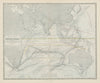 Indian Ocean physical chart. Hurricane Typhoon tracks. Currents 1856 old map