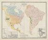 North & South America river systems. Watersheds drainage basins 1856 old map