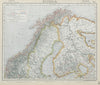 SCANDINAVIA Northern Sweden & Norway, Finland, Karelia & Murmansk LETTS 1884 map