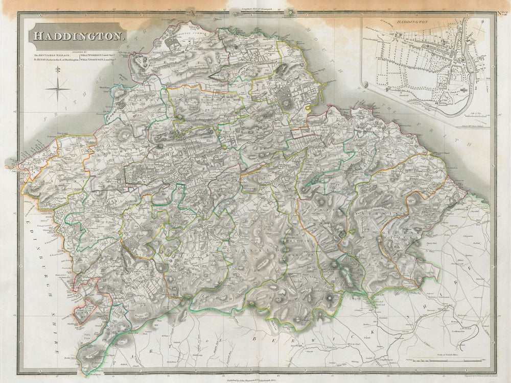 Haddingtonshire & town plan. East Lothian. Gullane Muirfield. THOMSON 1832 map