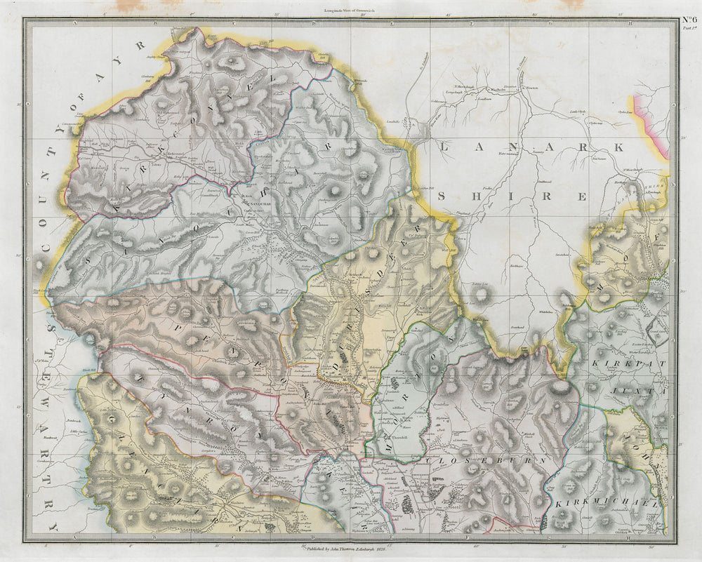 Dumfrieshire north-west sheet. Sanquhar Thornhill Kirkconnel. THOMSON 1832 map