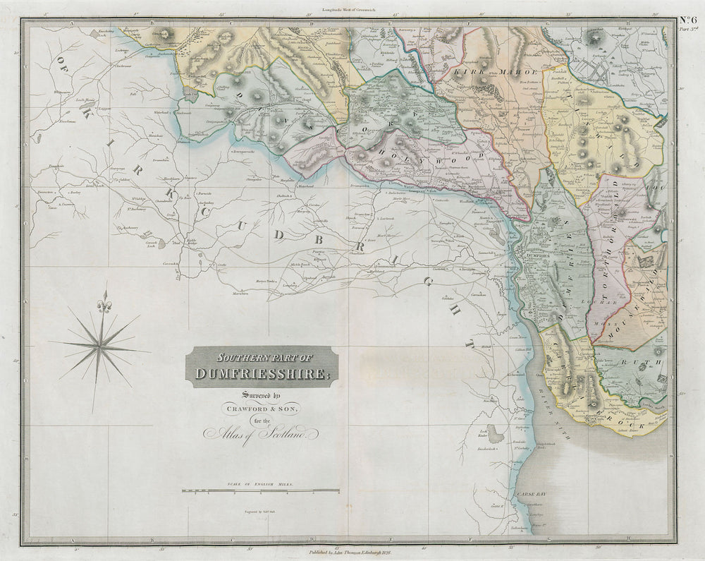 Dumfrieshire south-west sheet. Dumfries Dunscore Shawhead. THOMSON 1832 map