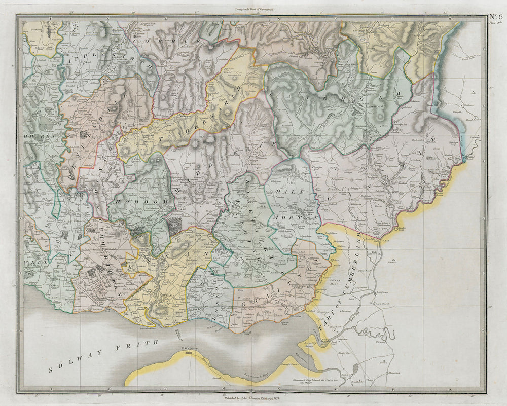 Dumfrieshire south-east sheet. Annan Gretna Green Lockerbie. THOMSON 1832 map