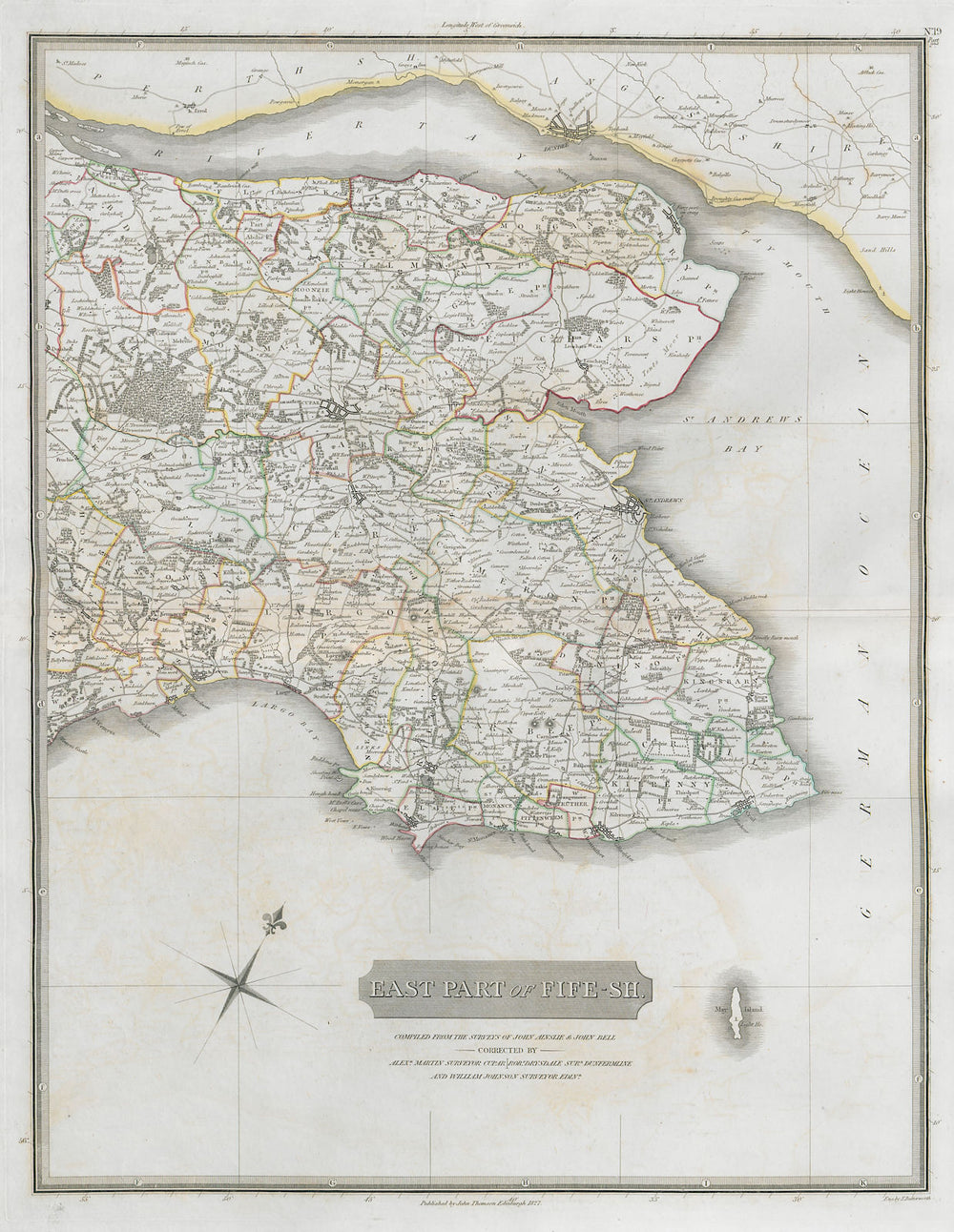 Eastern Fifeshire. St Andrews Cupar Crail Anstruther Kingsbarns THOMSON 1832 map