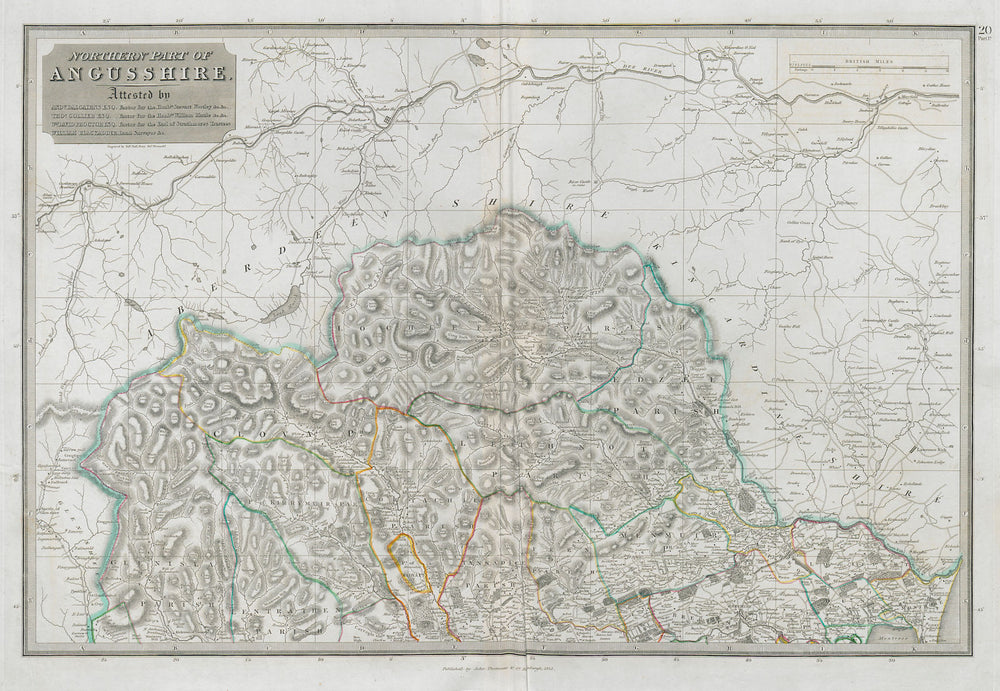 Northern part of Angusshire (Forfar). Montrose Brechin Edzell. THOMSON 1832 map