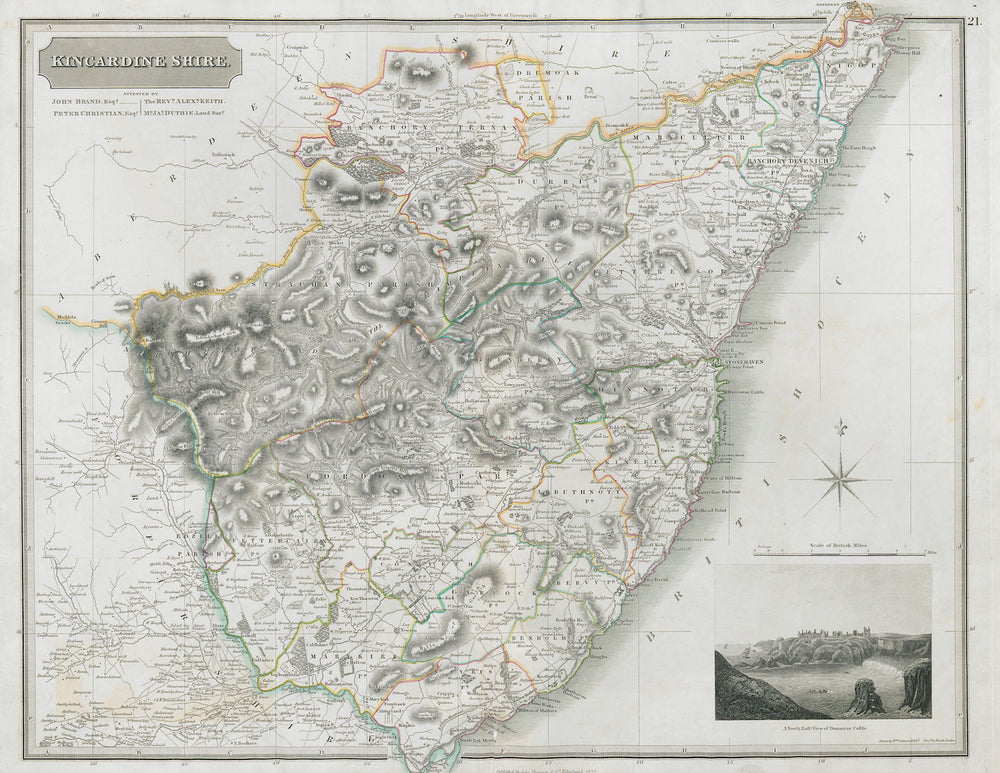 Kincardineshire. Dunnotar Castle. Stonehaven Aberdeen Banchory. THOMSON 1832 map