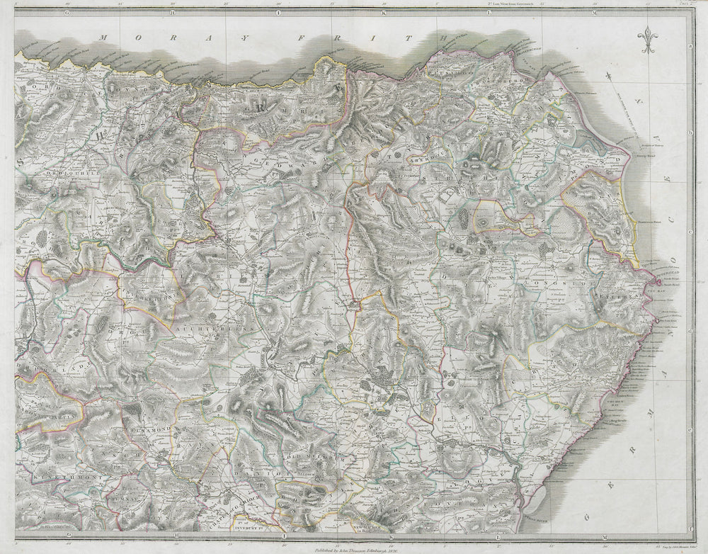 Aberdeen & Banffshires north-east. Speyside Peterhead MacDuff. THOMSON 1832 map