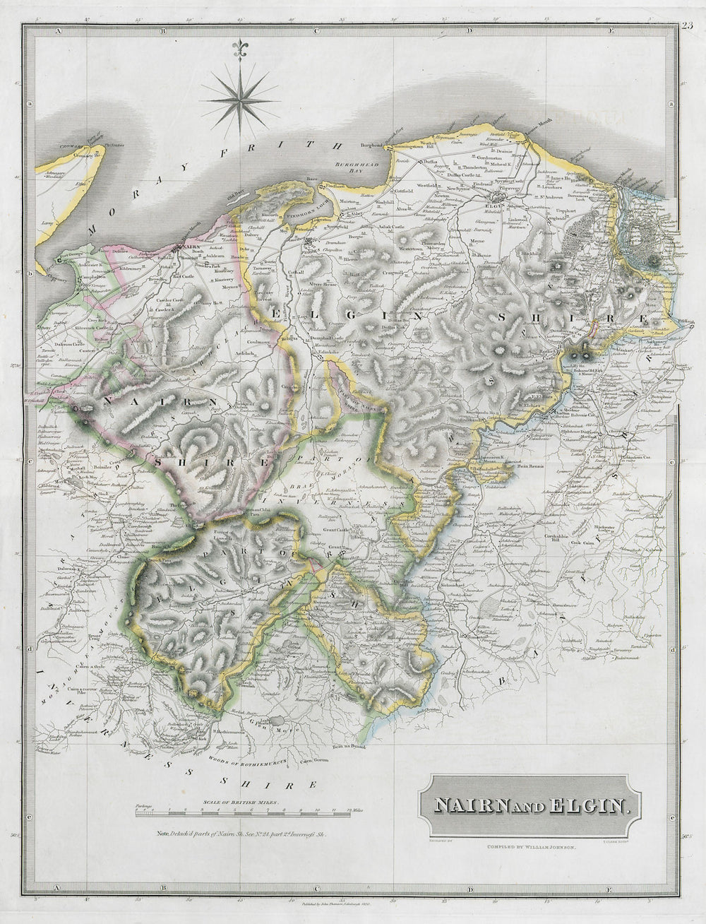 Nairn & Elgin. Morayshire. Speyside. Grantown Dufftown Forres. THOMSON 1832 map