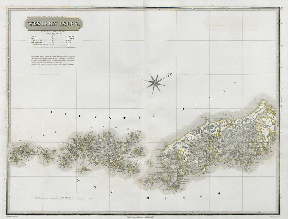 Western Isles south. Inverness-shire. South Uist & Barra. THOMSON 1832 old map