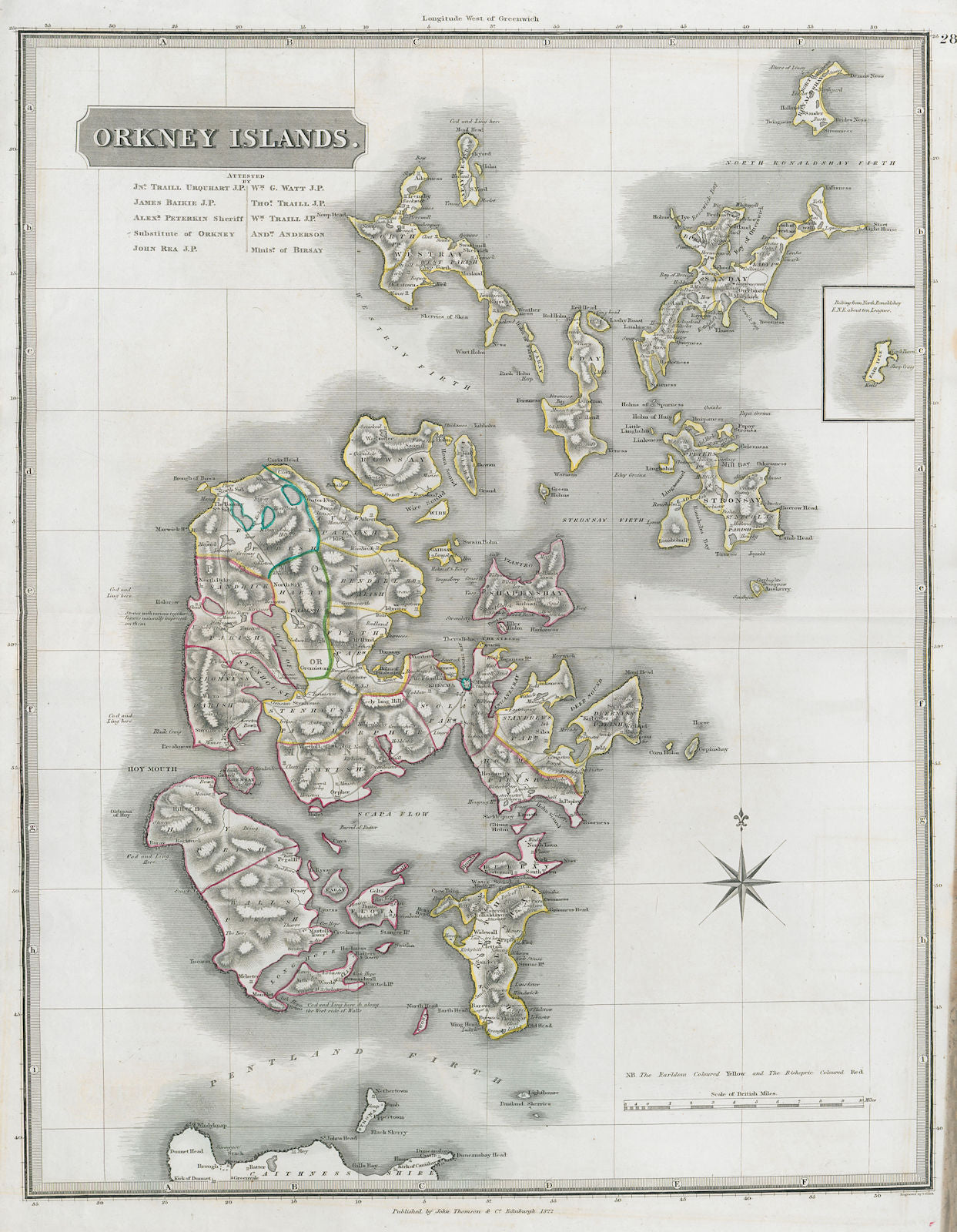 Orkney Islands. Kirkwall. Scotland. THOMSON 1832 old antique map plan ...