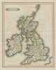 British Islands / Isles showing coach roads & counties. LIZARS 1842 old map
