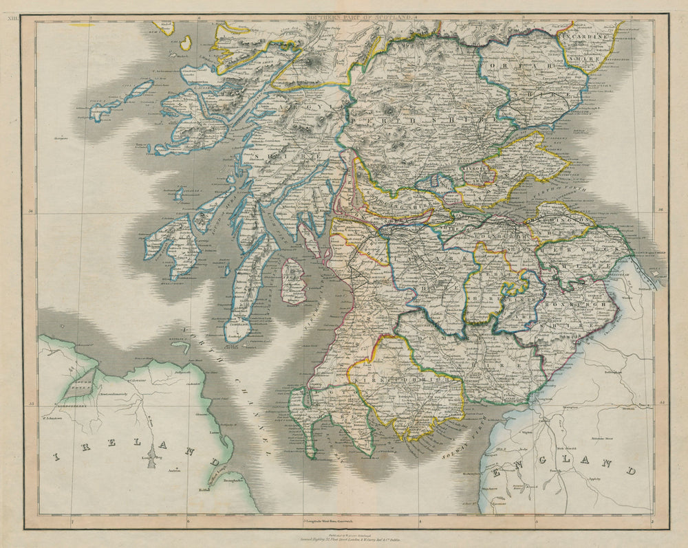 Southern Scotland with all the railways. LIZARS 1842 old antique map chart