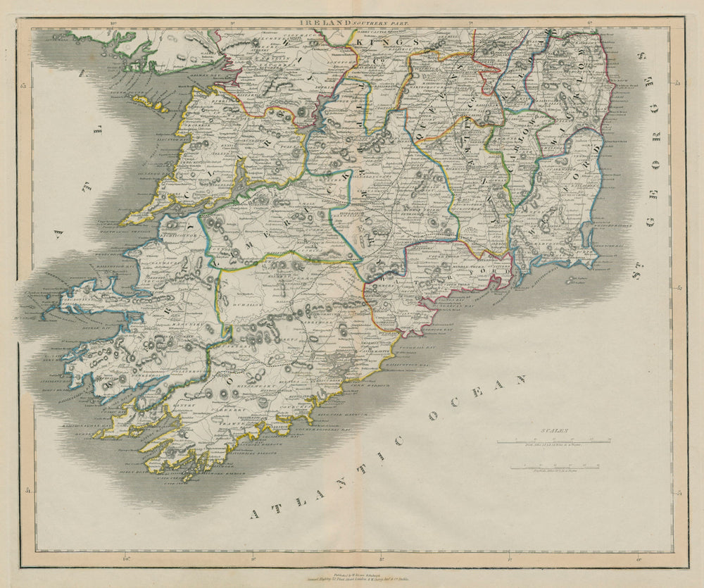 Ireland with all the railways - complete & planned. South sheet. LIZARS 1842 map