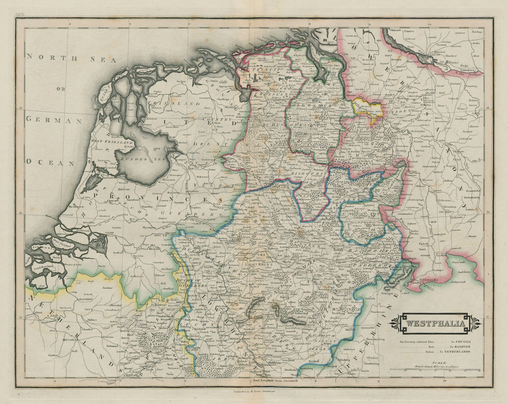 Parts of Lower Saxony & North Rhine Westphalia. Germany. LIZARS 1842 old map