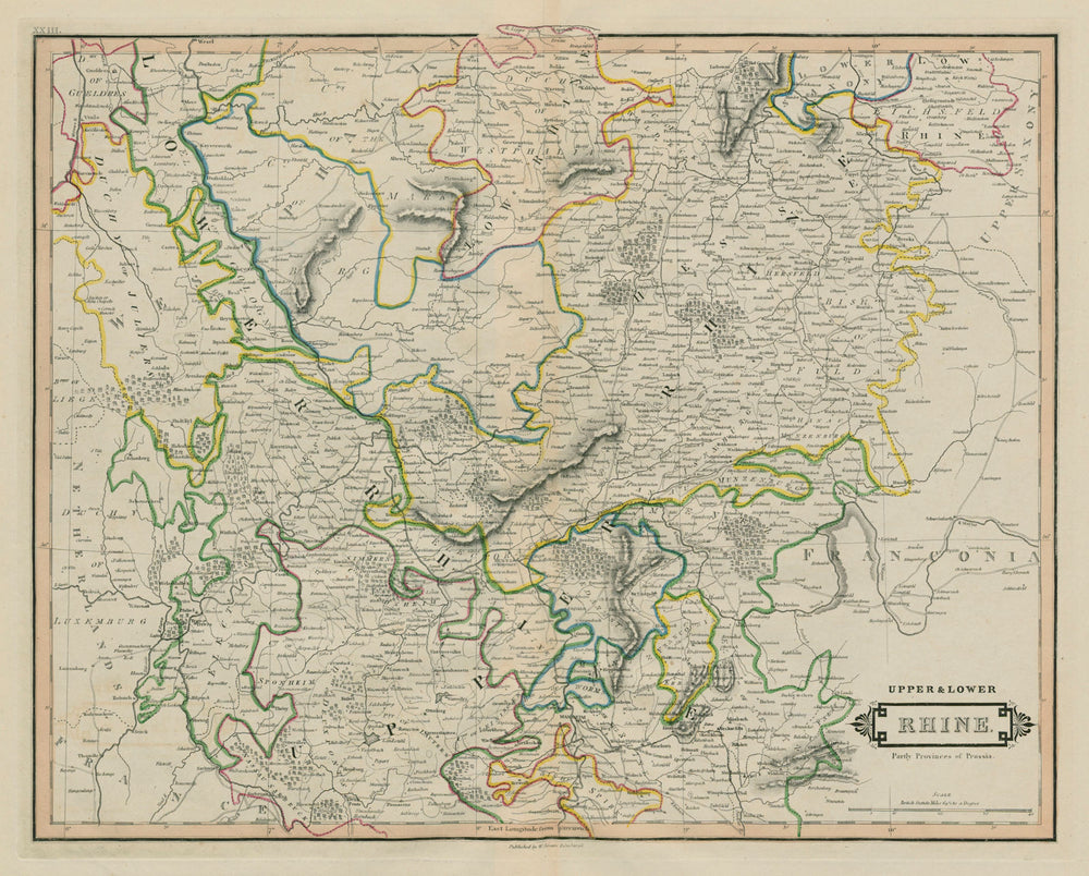 Upper and Lower Rhine, partly provinces of Prussia. Germany. LIZARS 1842 map