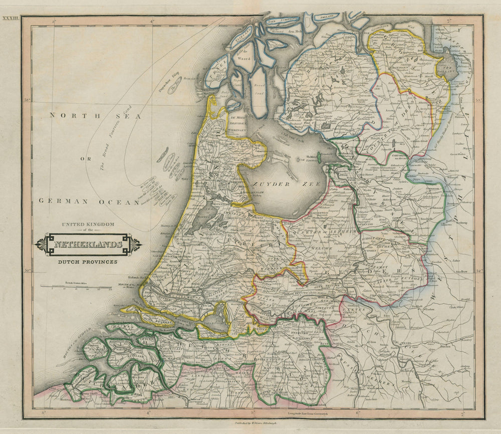 Holland. Netherlands. Excludes Limburg (Treaty of London). LIZARS 1842 old map