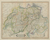 Switzerland showing Valtellina as a Swiss canton. Suisse Schweiz LIZARS 1842 map
