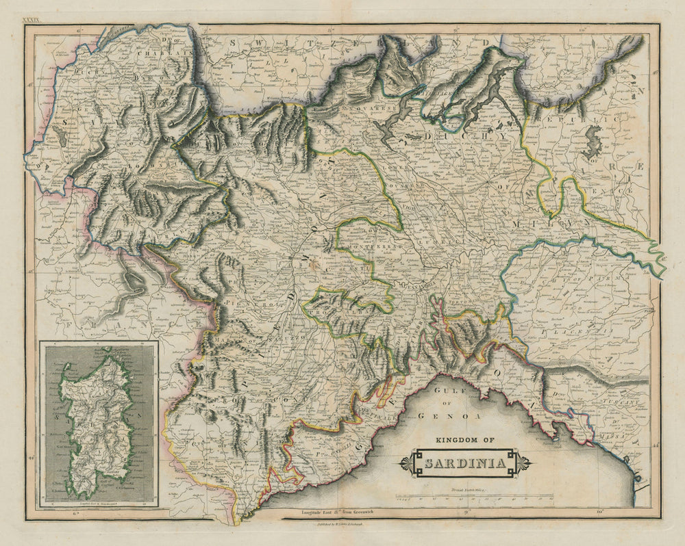 Kingdom of Sardinia. Italian and French Alps. Haute Savoie. LIZARS 1842 map