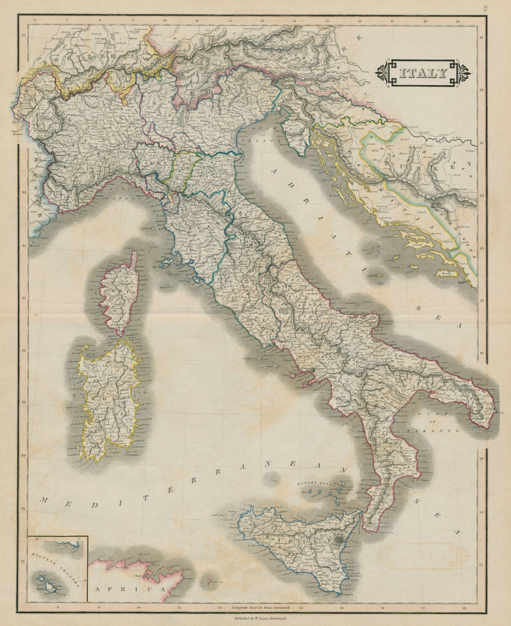 Italy. Italian states. Kingdom of Sardinia includes Haute Savoie LIZARS 1842 map