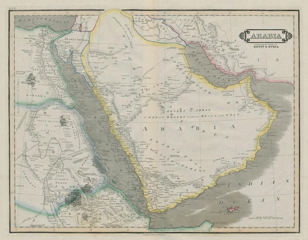 Arabia, Egypt & Nubia. "Koueit or Groen" (Kuwait), Bahrein. LIZARS 1842 map