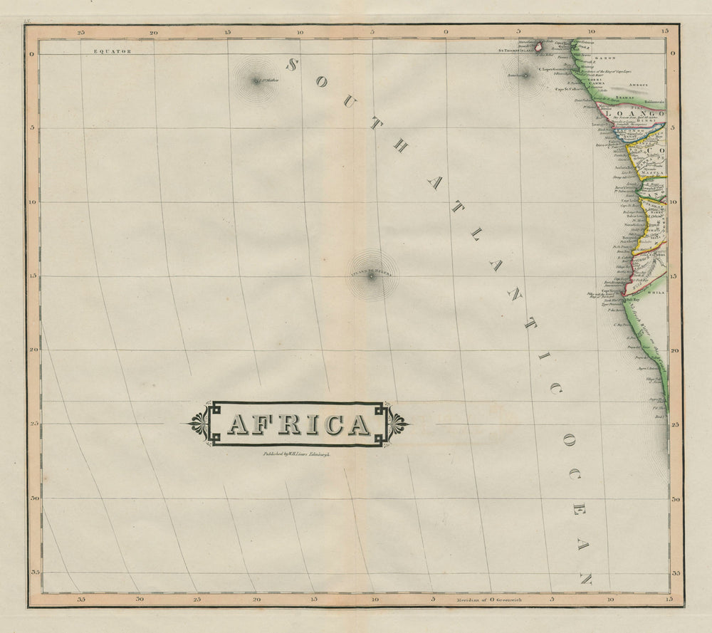 South-west Africa. Angola Namibia Gabon Congo. Skeleton coast. LIZARS 1842 map