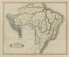 Lower Peru, Brazil & Paraguay. Central South America. LIZARS 1842 old map