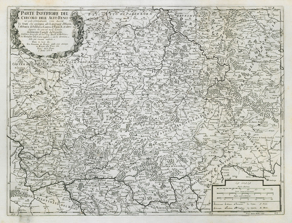 Parte Inferiore del Circolo dell' Alto Reno. Hessen. ROSSI / CANTELLI 1688 map