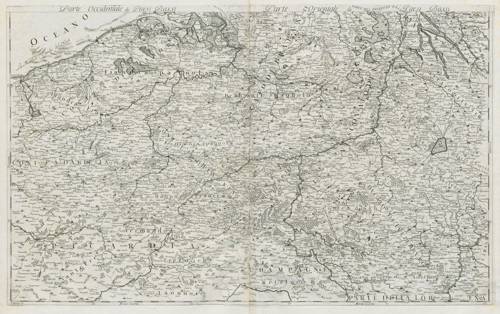 Paesi Bassi. Belgium, Artois & Picardy. DE ROSSI 1689 old antique map chart