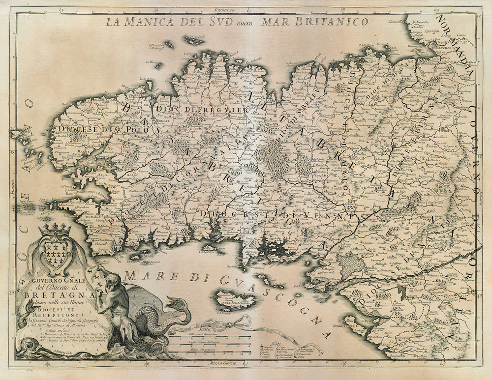 Governo Gnale. del Ducato di Bretagna. Brittany. DE ROSSI / CANTELLI 1692 map