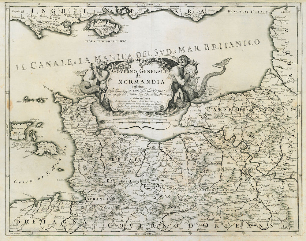 Governo Generale di Normandia. Normandy Normandie. DE ROSSI / CANTELLI 1692 map