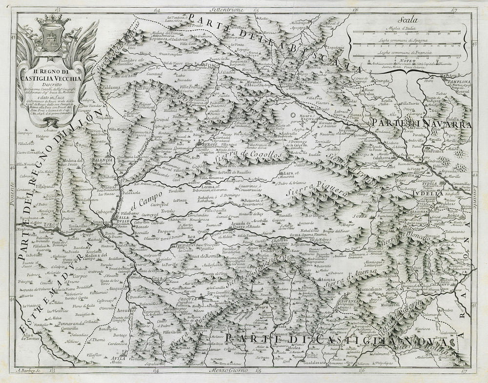 Il Regno di Castiglia Vecchia Old Castile Castilla Vieja ROSSI/CANTELLI 1696 map