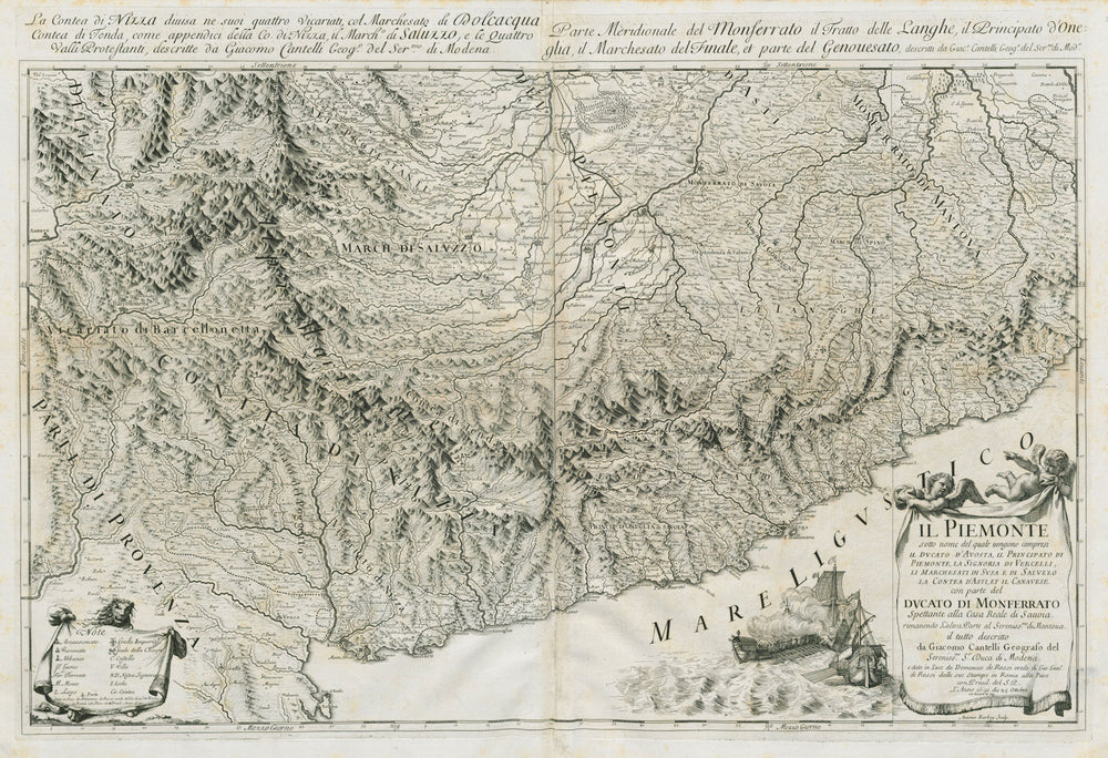 Il Piemonte sotto nome del quale… Northern Piedmont. ROSSI / CANTELLI 1691 map