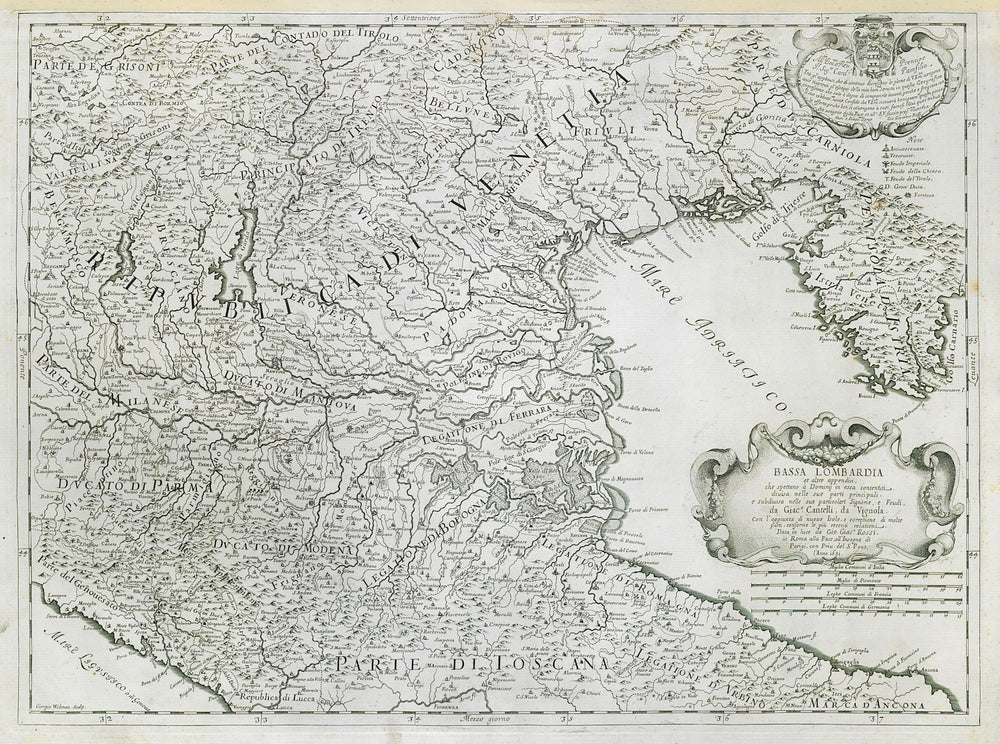 Bassa Lombardia. Lower Lombardy. North-east Italy. DE ROSSI / CANTELLI 1681 map