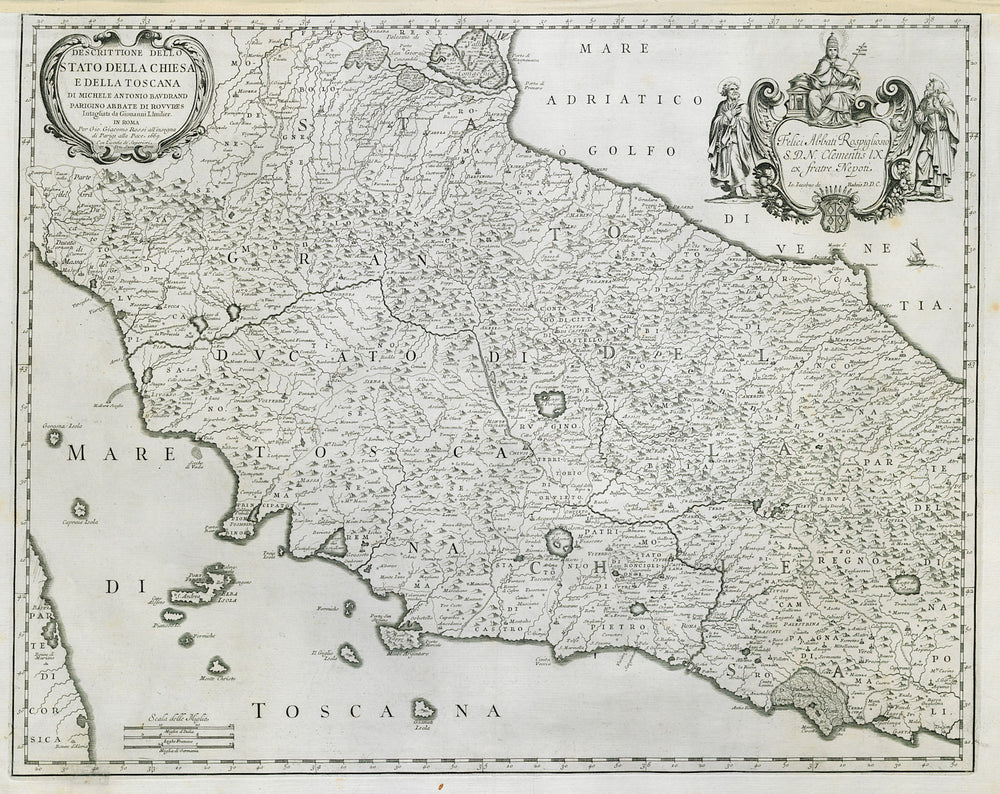 Descrittione dello Stato della Chiesa e della Toscana. ROSSI / BAUDRAND 1669 map
