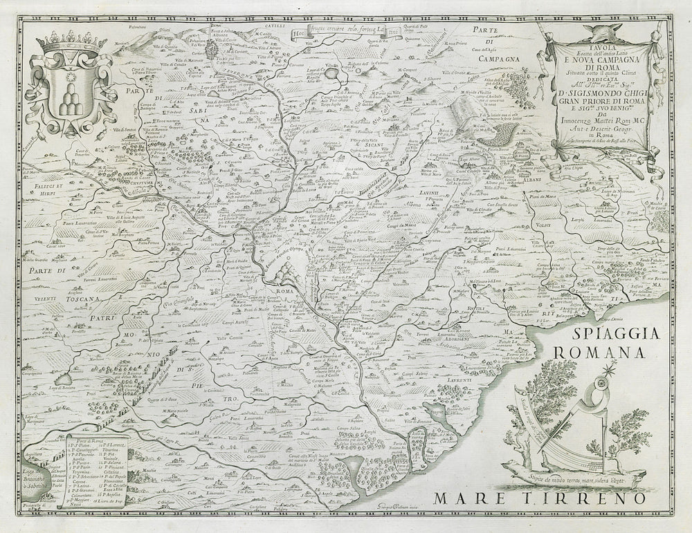 Tavola Esatta dell'antico Latio e Nova Campagna di Roma. Latium. ROSSI c1697 map