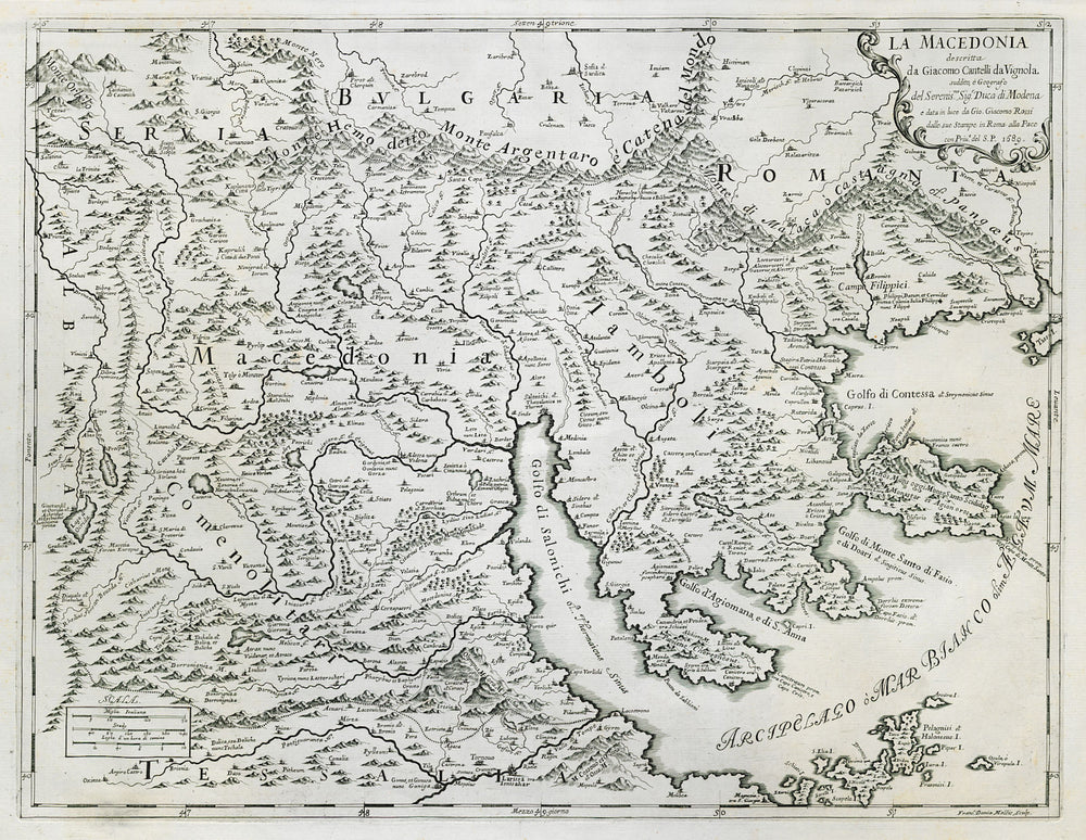 La Macedonia. North Macedonia Greece Southern Bulgaria ROSSI / CANTELLI 1689 map