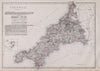 CORNWALL. Antique county map. Railways. Bodmin Moor. WELLER 1868 old